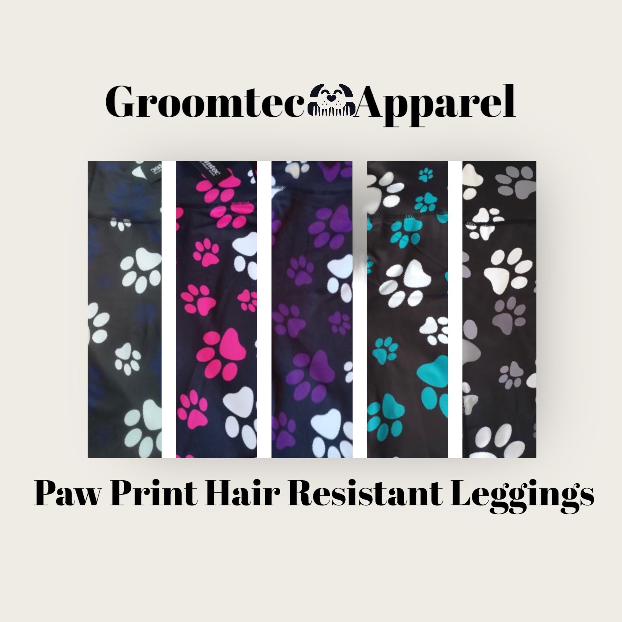 Dog Grooming Leggings Hair Resistant Multi-Color Scissor Paw Print, Black,  Small : : Pet Supplies