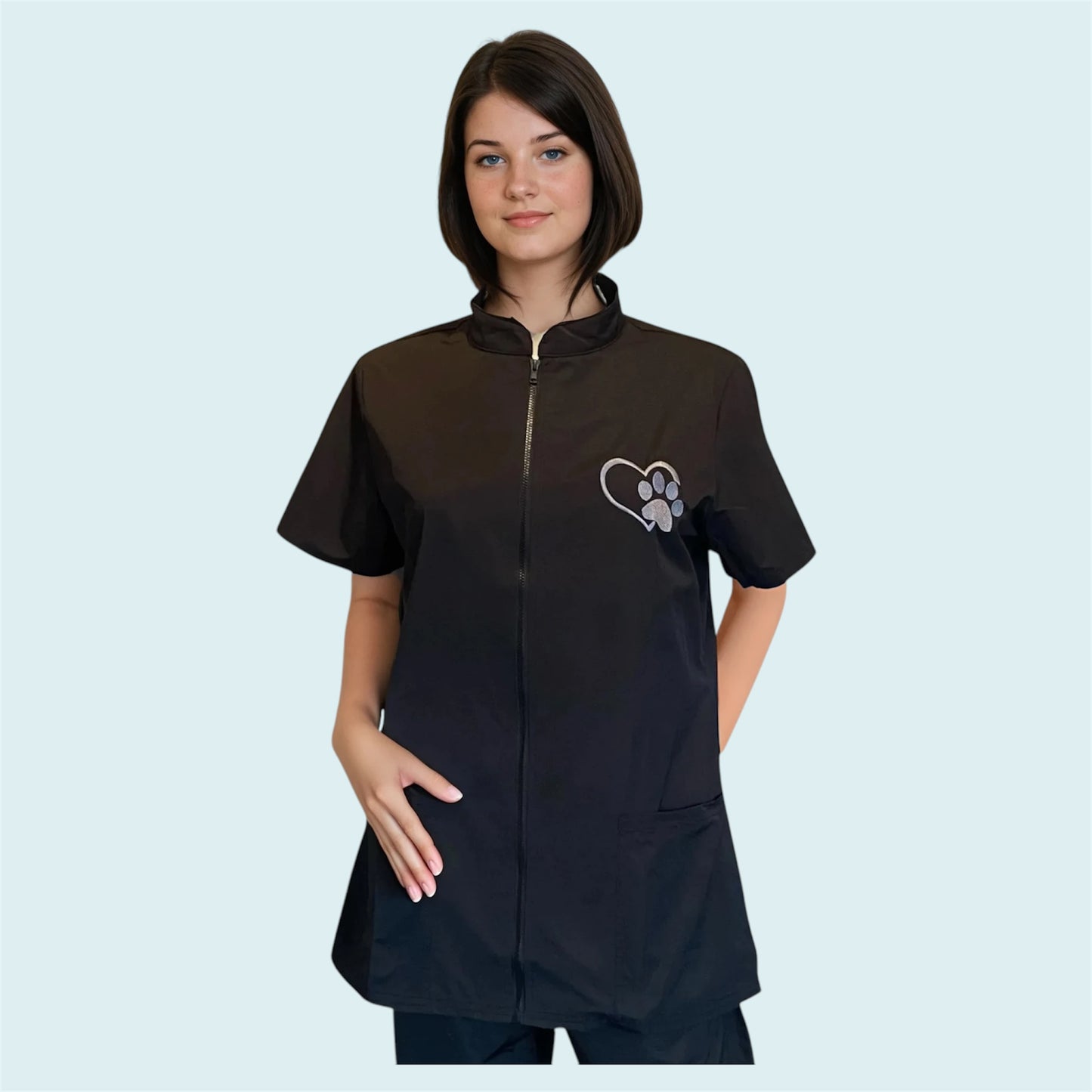 Embroidered Zip Up Grooming Tunic