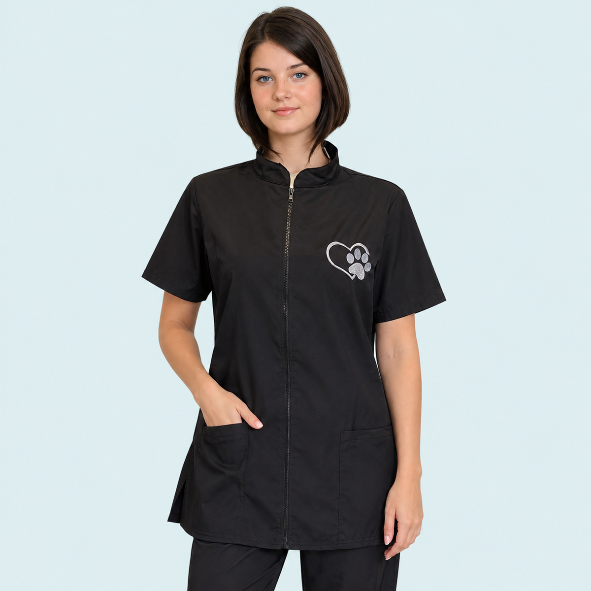 Hair Resistant Dog Grooming Tunic | Zip Front Grooming Uniform UK