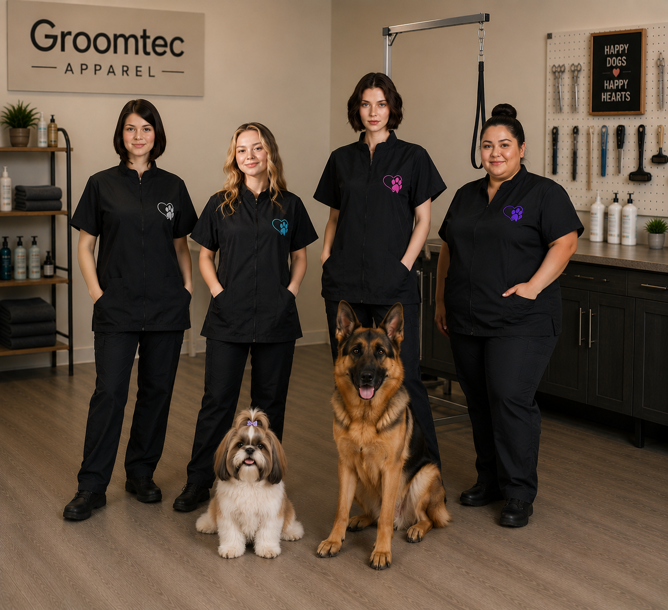 Hair Resistant Dog Grooming Tunic | Zip Front Grooming Uniform UK