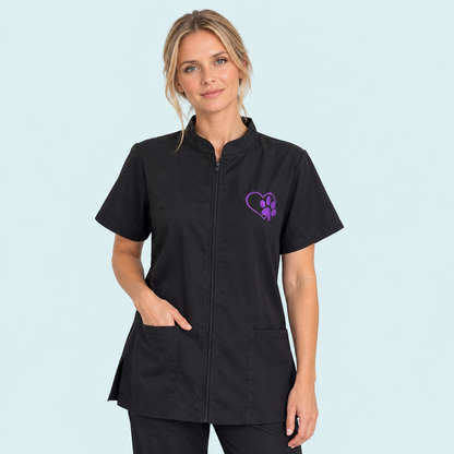 Hair Resistant Dog Grooming Tunic | Zip Front Grooming Uniform UK