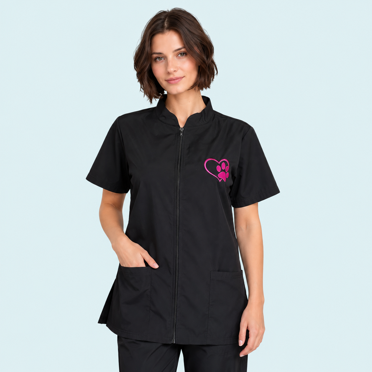 Hair Resistant Dog Grooming Tunic | Zip Front Grooming Uniform UK