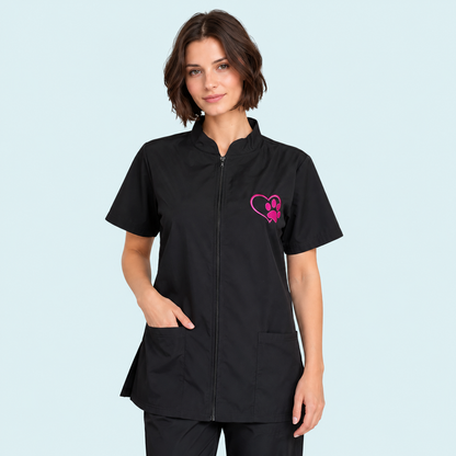 Hair Resistant Dog Grooming Tunic | Zip Front Grooming Uniform UK