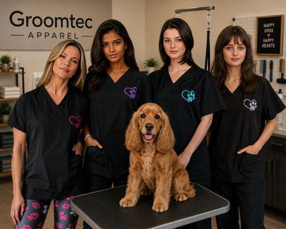 Hair Resistant Dog Grooming Tunic | V Neck Front Grooming Uniform UK