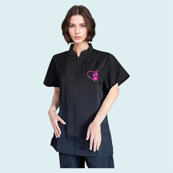 Hair Resistant Dog Grooming Tunic | Zip Front Grooming Uniform UK ...