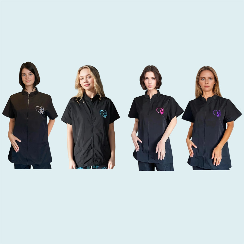 Hair Resistant Dog Grooming Tunic | Zip Front Grooming Uniform UK ...