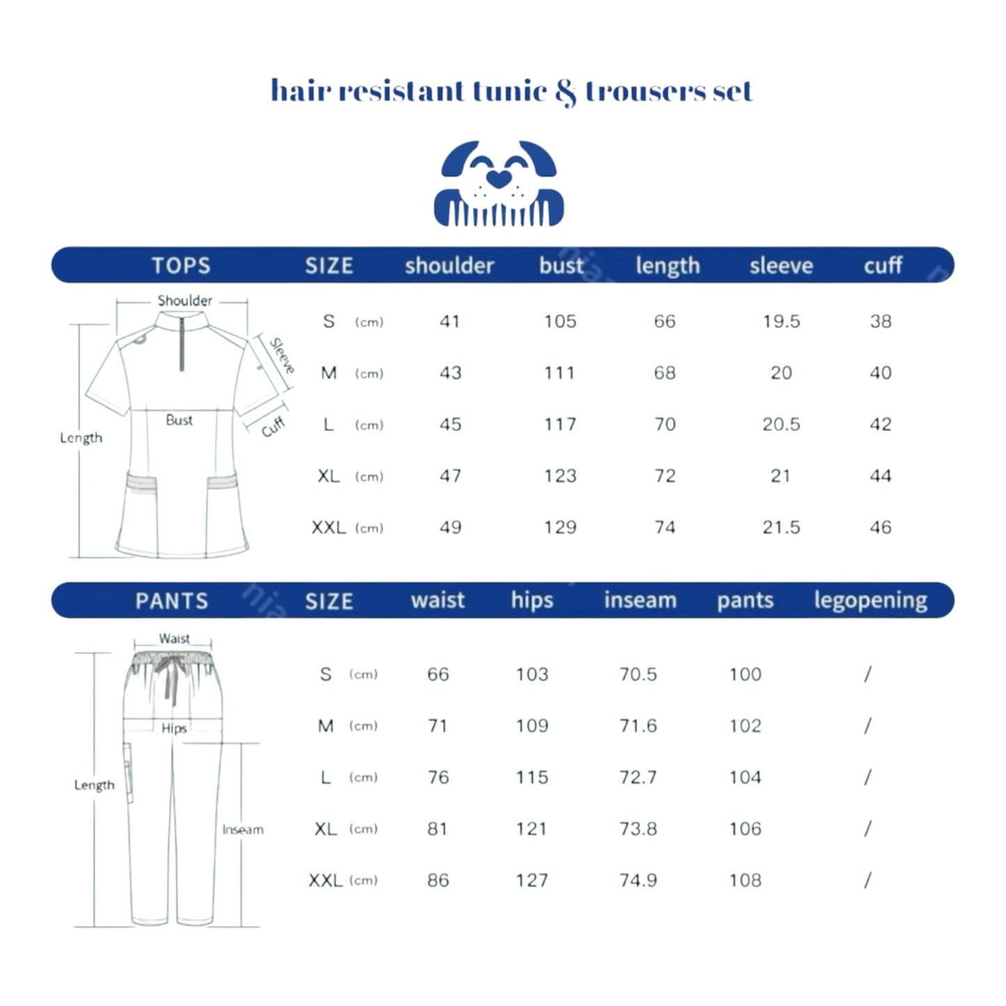 Hair Resistant Grooming Set-Tunic & Trousers